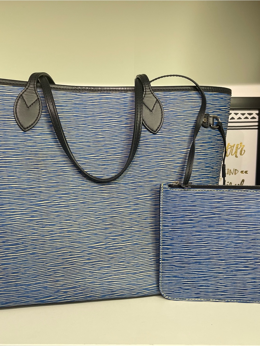 Louis Vuitton “denim” Epi Leather Neverfull MM w/ Pouch - BOX & DUSTBAG